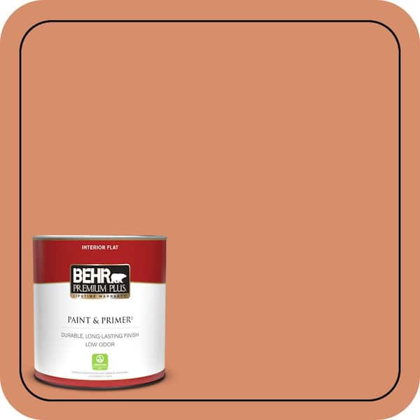 BEHR PREMIUM PLUS 1 qt. #MQ4-38 Balcony Sunset Flat Low Odor Interior Paint & Primer