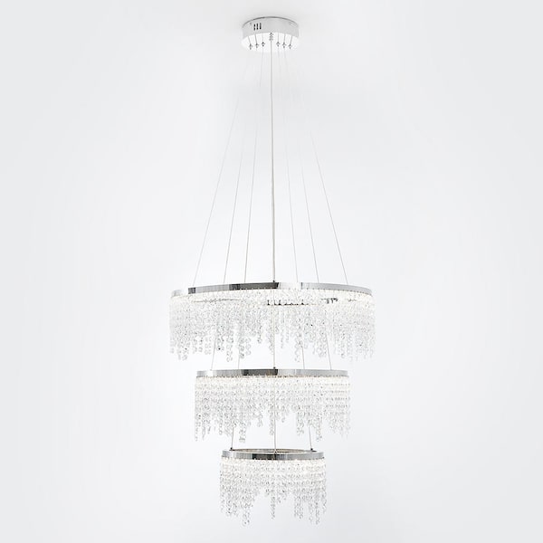 Tidoin Modern Luxury Crystal Integrated LED White Chandelier