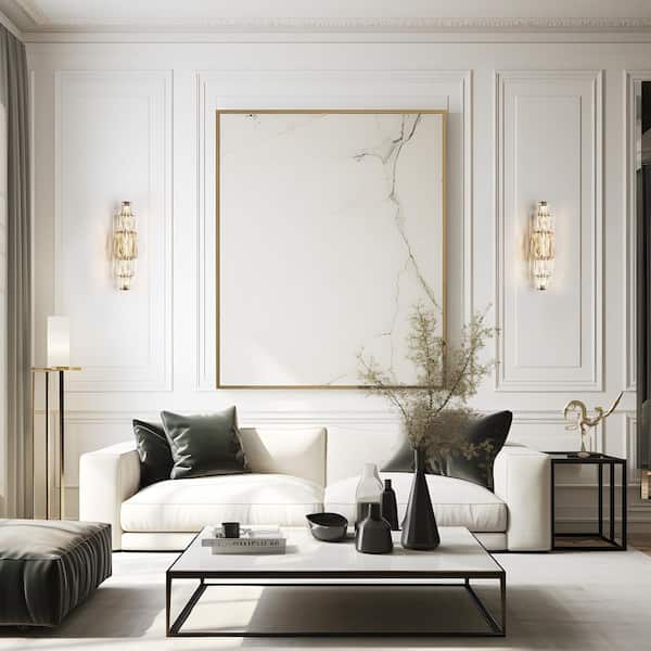 Modern 1-Light Plated Brass LED Dimmable Crystal Wall Sconce, Glam Decorative Linear/Cylinder Wall Light for Living Room