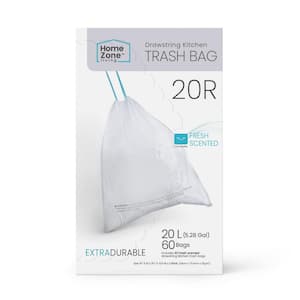 5.3 Gal. Trash Bags with Drawstring Handles in White (60-Count)