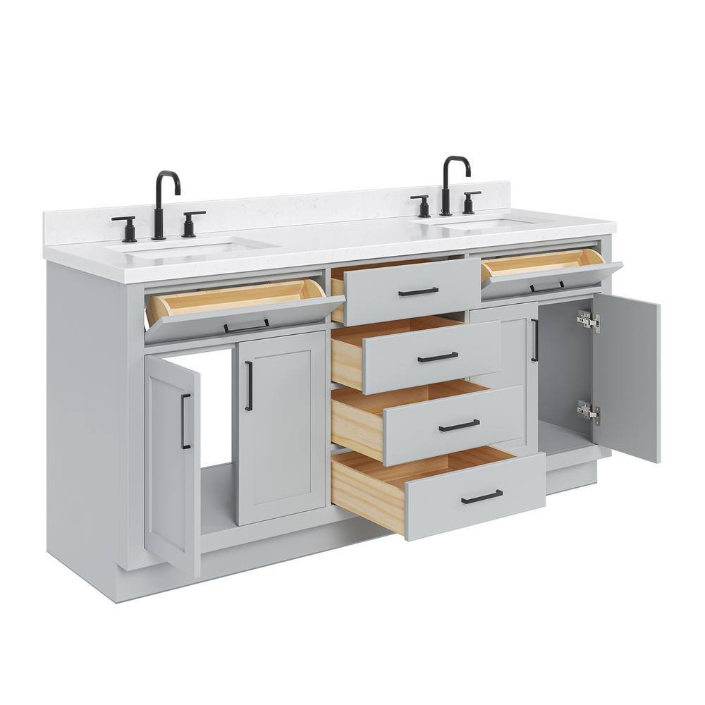 Hepburn 72" Gray Hardwood Double Basin Freestanding Vanity