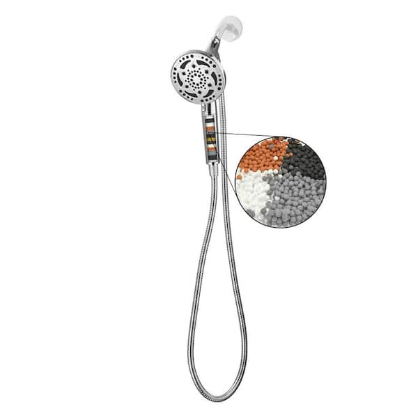 Heemli 7-Spray 4.92 in. Wall Mount Adjustable Filtered Handheld Shower Heads Removable Shower Hose 1.8 GPM in Chrome