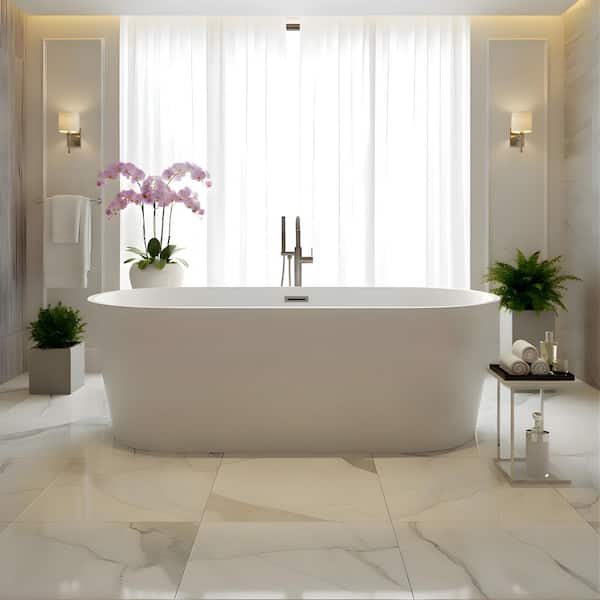 Vanity Art Bordeaux 67 in. Acrylic Flatbottom Freestanding Bathtub