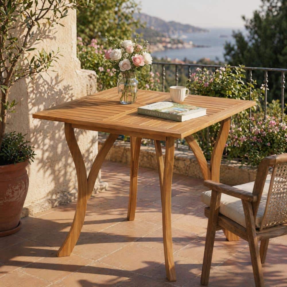 30 in H Square Natural Brown Outdoor Dining Table Acacia Wood for Backyard and Lawn price history on PriceWatchPro