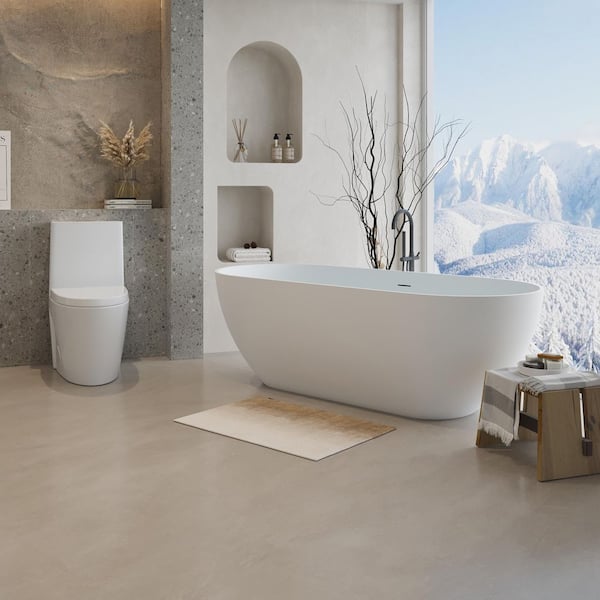 Aionor 69 in. x 29.5 in. Freestanding Solid Surface Resin Stone