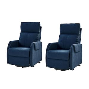 Emilia Navy Modern Lift Assist Power Recliner with Wired Remote Control Set of 2
