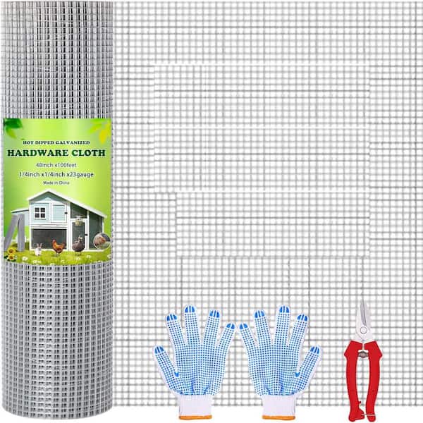 Hardware Cloth 1/4 Inch x 48 x 100 ft 23 Gauge Galvanized Wire Mesh for Chicken Coop Rabbit Cages Garden Fencing