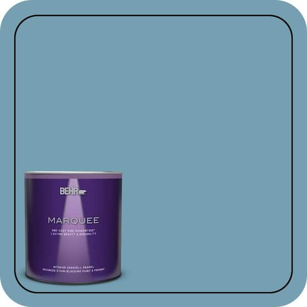 BEHR MARQUEE 1 qt. #S480-4 Saga Blue One-Coat Hide Eggshell Enamel Interior Paint & Primer