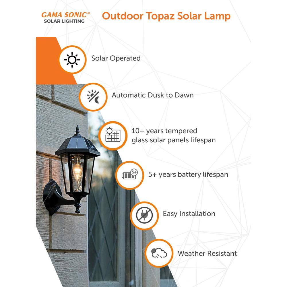 Topaz Black Aluminum Solar LED Outdoor Post Light