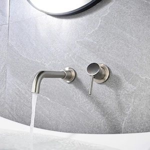 Modern Single-Handle Wall Mounted Bathroom Faucet in Brushed Nickel