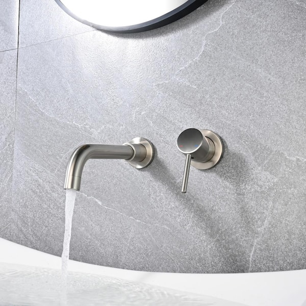 IVIGA Modern Single-Handle Wall Mounted Bathroom Faucet in Brushed Nickel