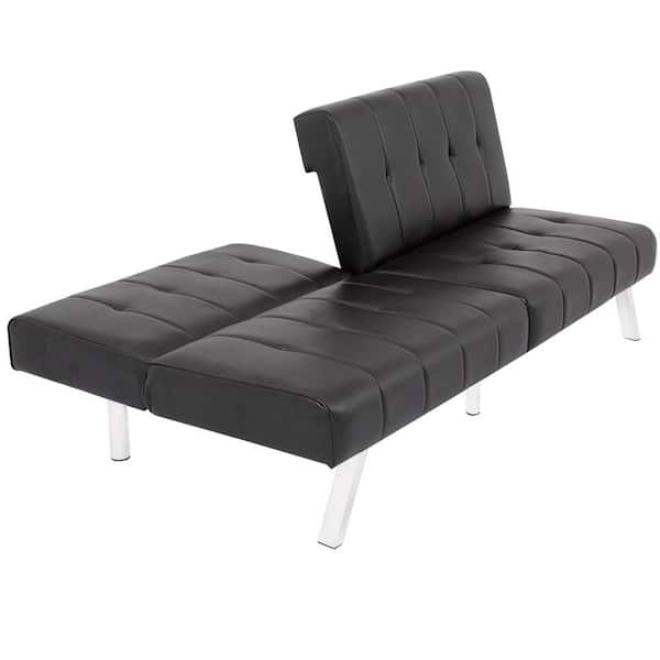 3 Seater Queen Sleeper Armless Sofa Bed, Black And White Leather Sofa Bed