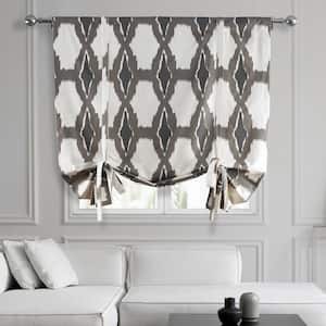 Sorong Gray Printed Cotton Rod Pocket Room Darkening Tie-Up Window Shade - 46 in. W x 63 in. L (1 Panel)