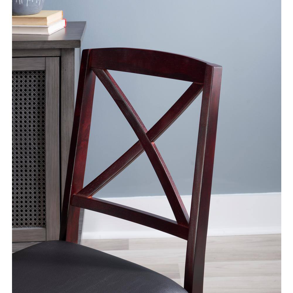 Brown Faux Leather High Cross Back Side Chair Set