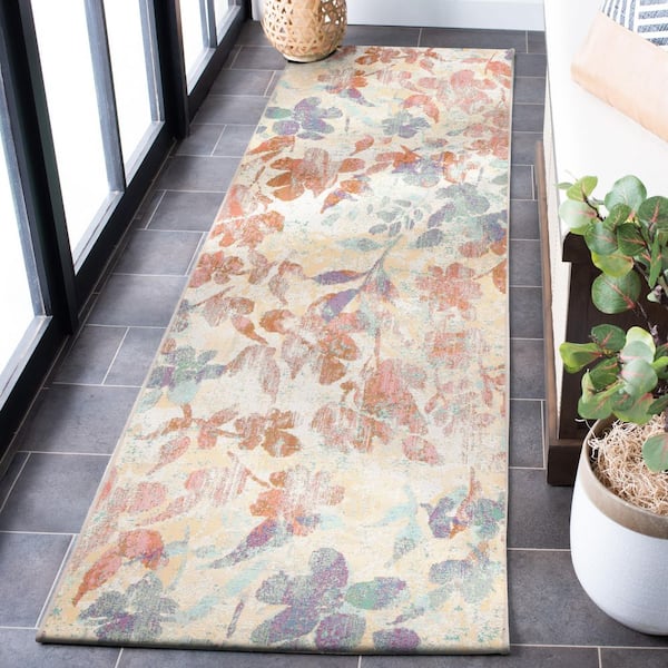 Barbados Beige/Red 3 ft. x 8 ft. Oversized Floral Indoor/Outdoor Runner Rug