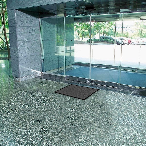 Apache Mills Gray 24 in. x 36 in. Synthetic Fiber Commercial Entry
