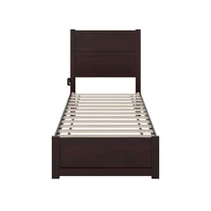 NoHo Espresso Twin Solid Wood Platform Bed with Footboard