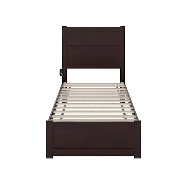 AFI NoHo Espresso Twin Solid Wood Platform Bed with Footboard