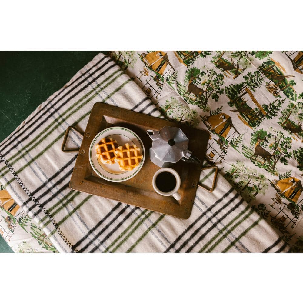 Cream and Gray Plaid Ultra Soft Wool Throw Blanket