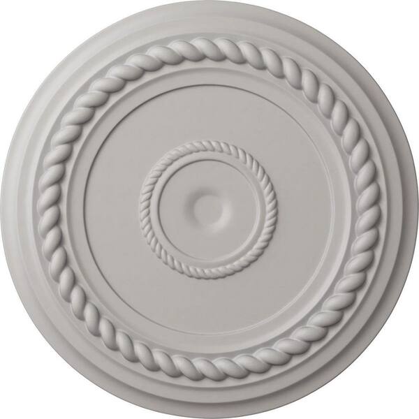 Ekena Millwork 1-1/2 in. x 19-5/8 in. x 19-5/8 in. Polyurethane Alexandria Rope Ceiling Medallion, Ultra Pure White