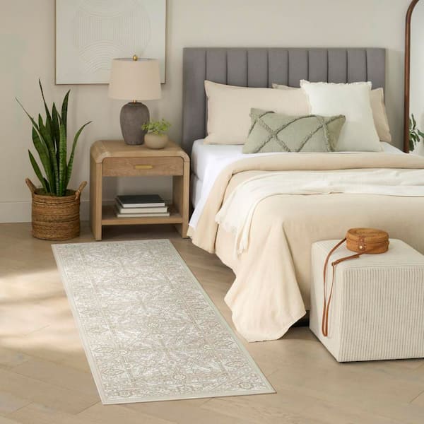Dekor Cream Beige 2 ft. x 6 ft. Diamond Traditional Runner Area Rug