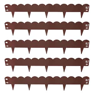 5- Piece Steel Scalloped Garden Edging Border Stake - 41.75 in. - Brown