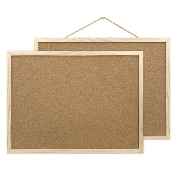 Unbranded 2 Pack Cork Board 15.7x11.81 Inches Bulletin Board with Oak Wood Frame for Wall Office Home School with Pins