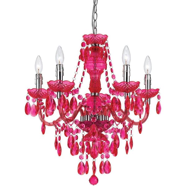 AF Lighting Fulton 5-Light Pink Chandelier