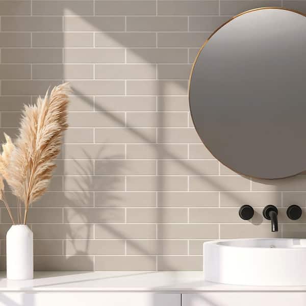 Gloss Taupe 2.5 in. x 10 in. Ceramic Wall Tile (13.89 sq. ft./Case)