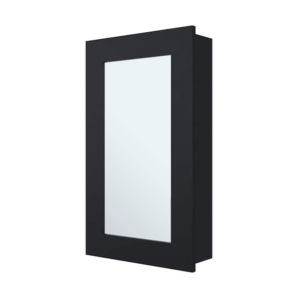 Avex Black 15.3 in. W x 25.7 in. H Rectangular Particle Board Medicine Cabinet with Mirror