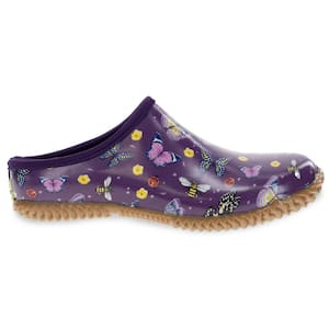 Women's Enchanted Insects Waterproof Rubber Clog - Purple Size-9