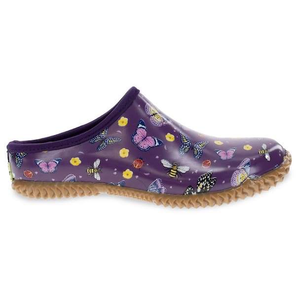 WESTERN CHIEF Women's Enchanted Insects Waterproof Rubber Clog - Purple Size-8
