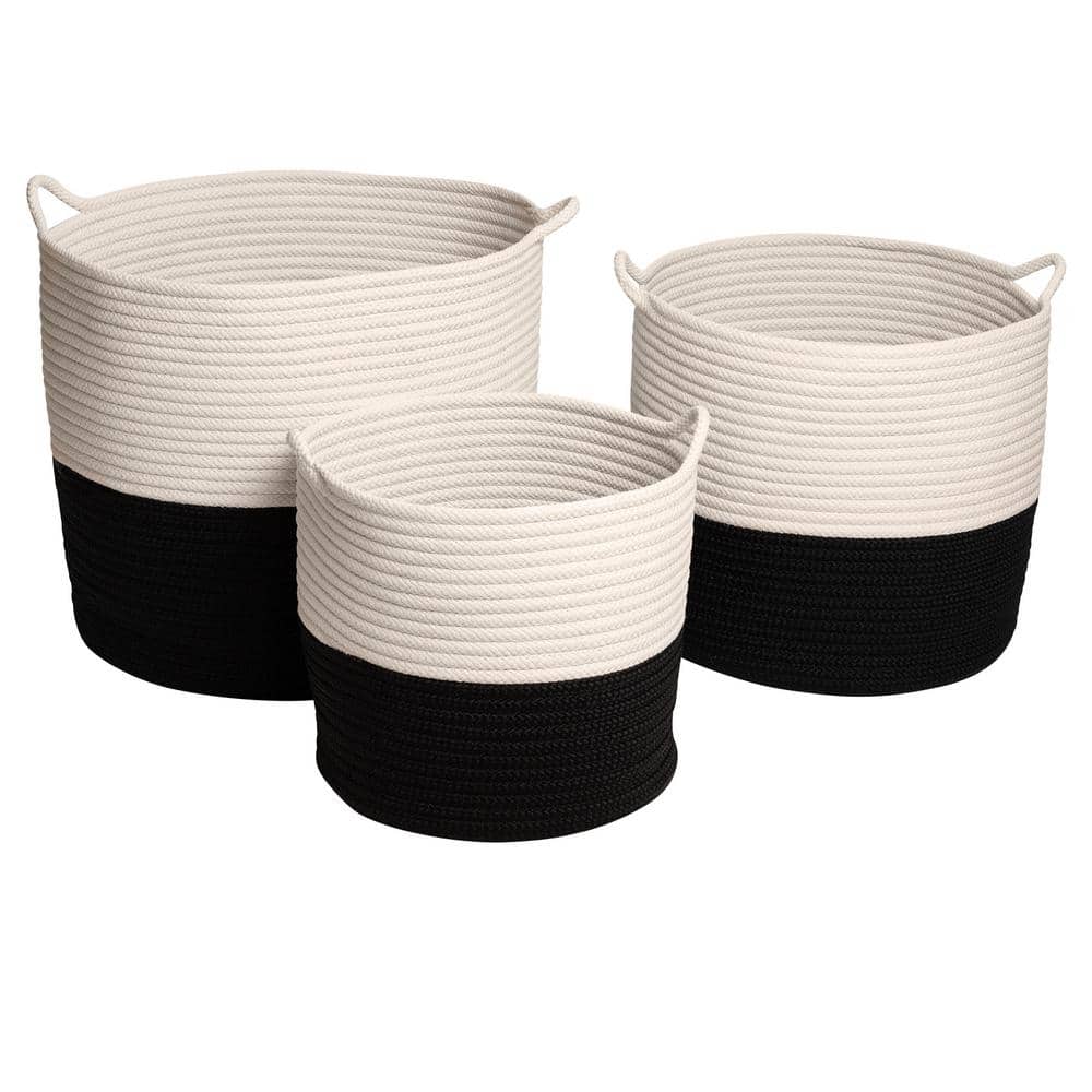 Modern Two-Tone Black Polypropylene Basket 18"x18"x17"