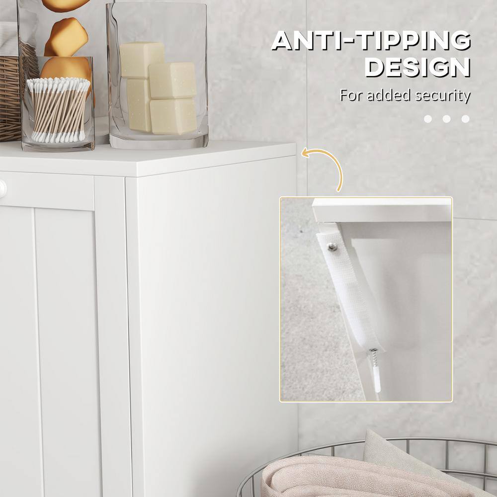 White Modern Tilt-Out Laundry Hamper Cabinet with 2 Compartments