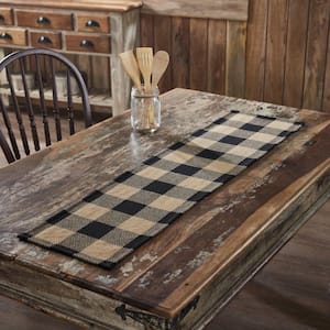 Black Check 12 in. W x 48 in. L Black Checkered cotton Blend Table Runner