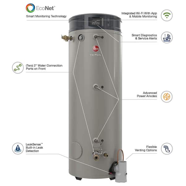 Commercial Triton Premium Heavy Duty High Eff 100 Gal. 130K BTU ULN Natural Gas ASME Power Direct Vent Tank Water Heater