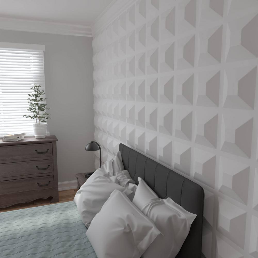 White 12" Square PVC 3D Wall Panels, Set of 10