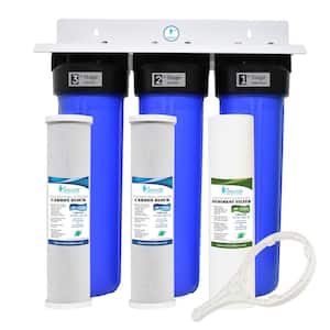 3-Stage Sediment and Dual Carbon Block Whole House Water Filtration System, 4.5 x 20 in.