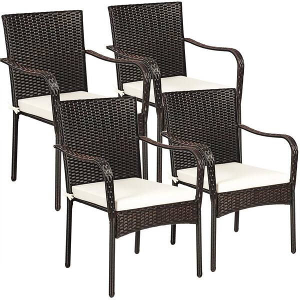 Stackable Wicker Outdoor Dining Chair, Stackable Wicker Chairs With Cushions
