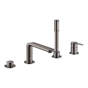 Lineare Single-Handle Deck Mount Roman Tub Faucet with Hand Shower and Tub/Shower Diverter in Hard Graphite