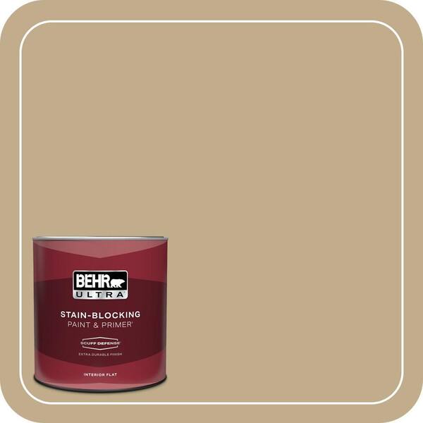 BEHR ULTRA 1 qt. #PPU7-21 Woven Straw Extra Durable Flat Interior Paint & Primer