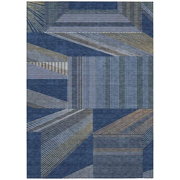Chantille Machine Washable Indoor/Outdoor Abstract ACN2840 Navy 10 ft. x 14 ft. Area Rug