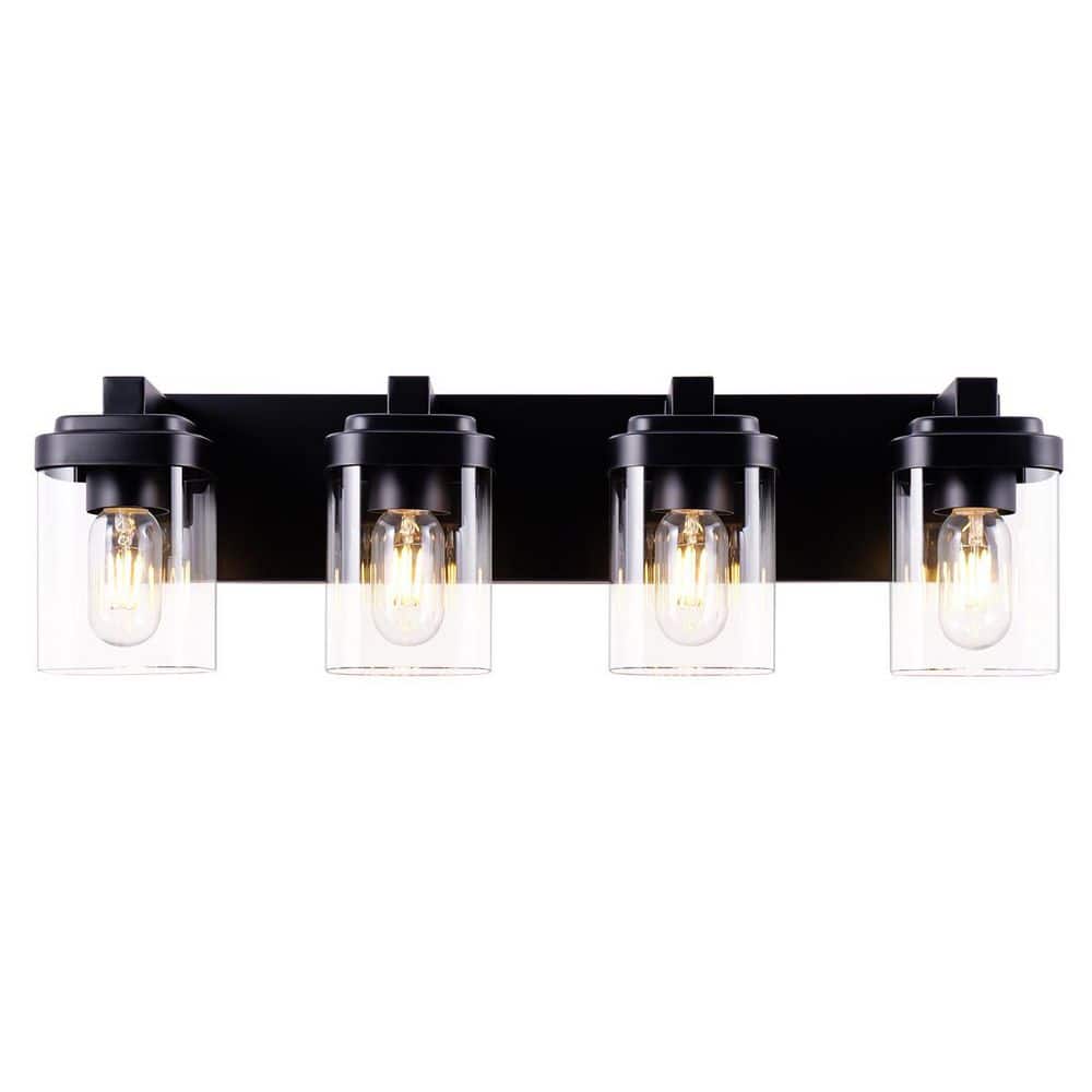 24.1 in. 4-Light Black Wall Sconce with Glass Shade price history on PriceWatchPro