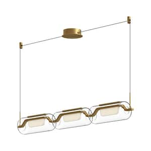 Hilo 43 in. 1 Light 29-Watt Brushed Gold Integrated LED Pendant Light