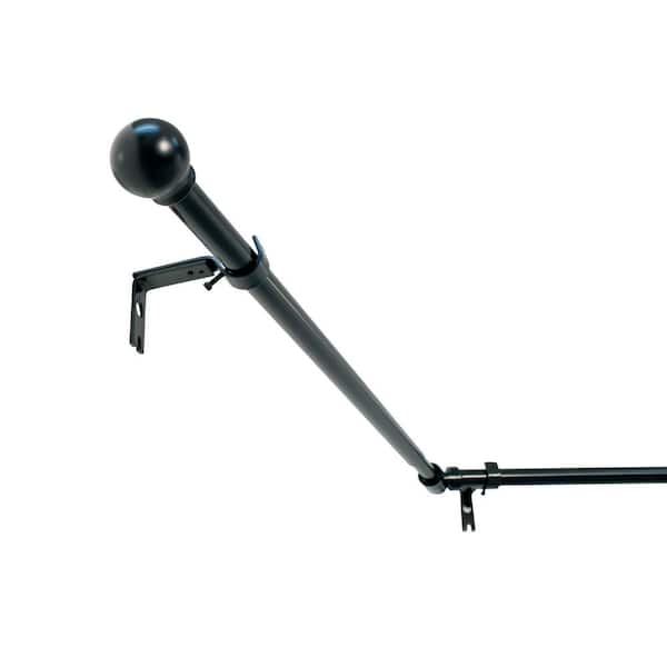 Decopolitan 72 in. - 144 in. Bay Window Single Curtain Rod in Black with Finial