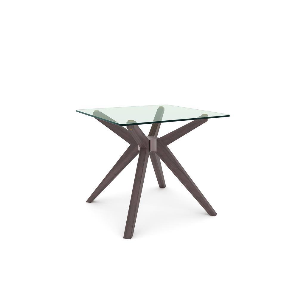 Marta 24in Mid Century Style Glass Top End Table, Walnut - thumbnail 10