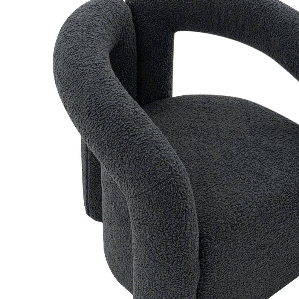 Darian Black Boucle Upholstered Accent Chair with Pine Wood Frame