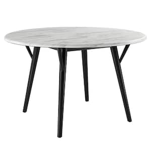 Gallant 50 in. Black White Round Performance Artificial Marble Dining Table Seats-4