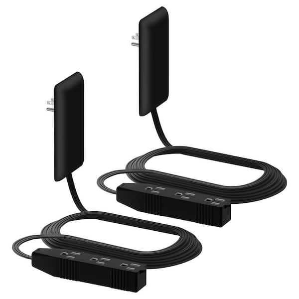 TOPGREENER Outlet Extender with 3 Receptacles, 8 ft. Cord, Black (2-Pack)