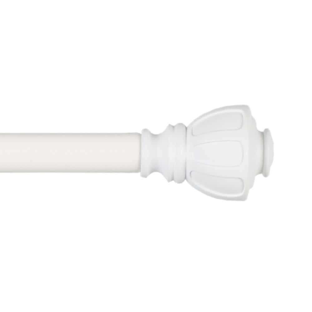 EXCLUSIVE HOME Ronaldo 36 in. - 72 in. Adjustable Length 1 in. Dia Single Curtain Rod Kit in Off White with Finial